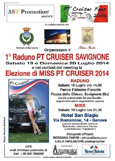 SABATO 19 E DOMENICA 20 LUGLIO 2014 IL PRIMO RADUNO PT CRUISER SAVIGNONE CON SFILATA DI BELLEZZA PER Savignone, Genova SABATO 19 E DOMENICA 20 LUGLIO 2014 IL PRIMO RADUNO PT CRUISER SAVIGNONE CON SFILATA DI BELLEZZA PER Savignone, Genova